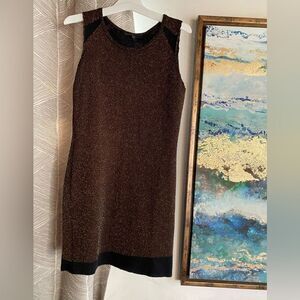 Maje Mini Dress Womens Brown Sparkle Bronze Sz Small Sleeveless Pullover